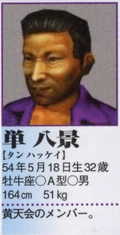 Bajing's profile in the Shenmue II Perfect Guidebook.