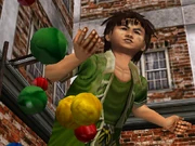 Wong throws marbles at Ryo to slow him down.