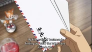 Ryo examining the Chinese letter sent to his father.