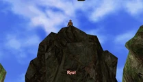 Ryo missing the jump in the Rocky Area, falling to his death.