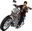 Ryo riding Naoyuki's motorcycle (front).