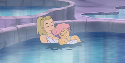 Glimmer helping Adora relax