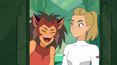 Catra taunts Adora during her training session.