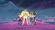 The heroes confront Catra, Scorpia, and Entrapta