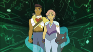 Glimmer, Bow, and Melog watches Catra finding Adora