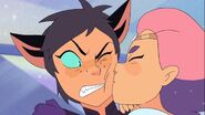 Glimmer kisses Catra on the cheek