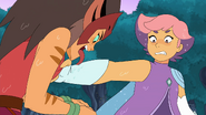 Glimmer is disgusted by Catra when she licks her arm