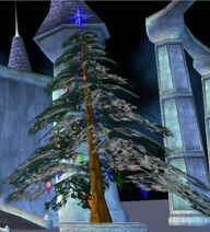 The tree that replaces the dragon statue for the holiday season