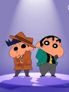 Kazama y Shin-chan como detective y Lupín IV Shinnosuke