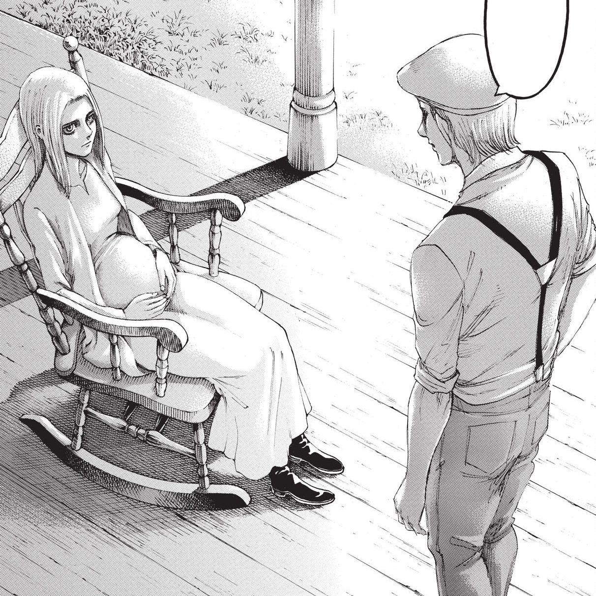 Historia gravida shingeki E) Bem no fim do último capítulo, os fãs ficaram  surpresos ao ver que Krista Lenz (ou Historia Reiss) está esperando uma  criança. Sim, ela está grávida. Com ela