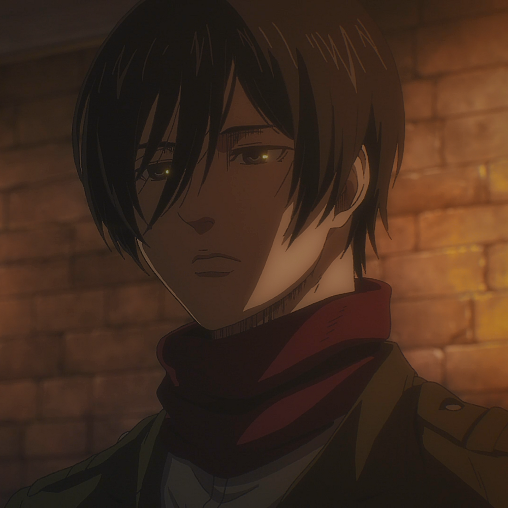 Mikasa mostra o símbolo da família Azumabito - Shingeki no Kyojin 4  Temporada Episódio 10 