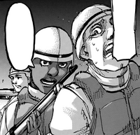 Onyankopon disarms a Marleyan soldier