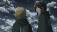 Armin and Sasha hear Reiner's confession