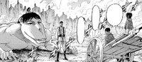 The Cart Titan watches Magath negotiate with Levi and Hange