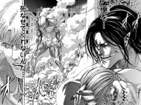 The Armored Titan stands up to fight the Attack Titan