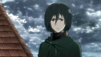 Mikasa arrives to find cadets who have not retreated yet