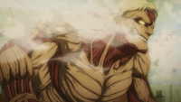 Reiner braces for Eren's attack