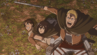 Eren and Mikasa hear Hannes' vow to avenge his mother