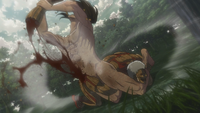 Eren tears off the Armored Titan's arm