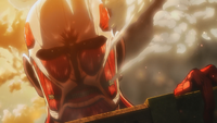 The Colossal Titan appears to breach the Wall