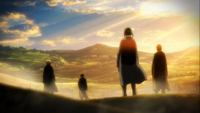 Reiner and his comrades set out for the Walls