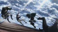 Mikasa attacks Bertholdt and Reiner