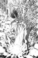 The War Hammer Titan transforms a second time against the Attack Titan