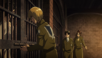 Mikasa is let out of her cell by Armin