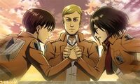 Erwin oversees the Ackermanns' arm wrestling match