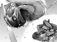 Bertolt falls on Eren and Reiner