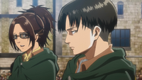 Hange teases Levi as they leave Trost District