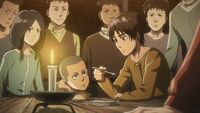 Eren with his fellow cadets in the 104th