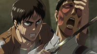 Bertholdt being used as a hostage