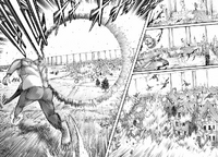 The Beast Titan throws rocks at the Survey Corps