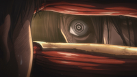 Mikasa glares at Bertholdt