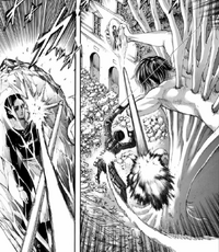 Mikasa attacks the War Hammer's crystal