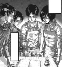 Hange Levi Eren and Mikasa see the photograph