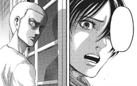 Connie glares at Mikasa for siding with Eren