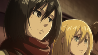 Mikasa tells Historia to punch Levi once she becomes Queen