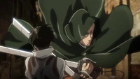 Erwin blocks Levi's attack against Miche