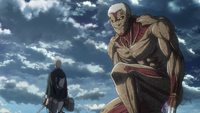 Erwin faces off with the Armored Titan