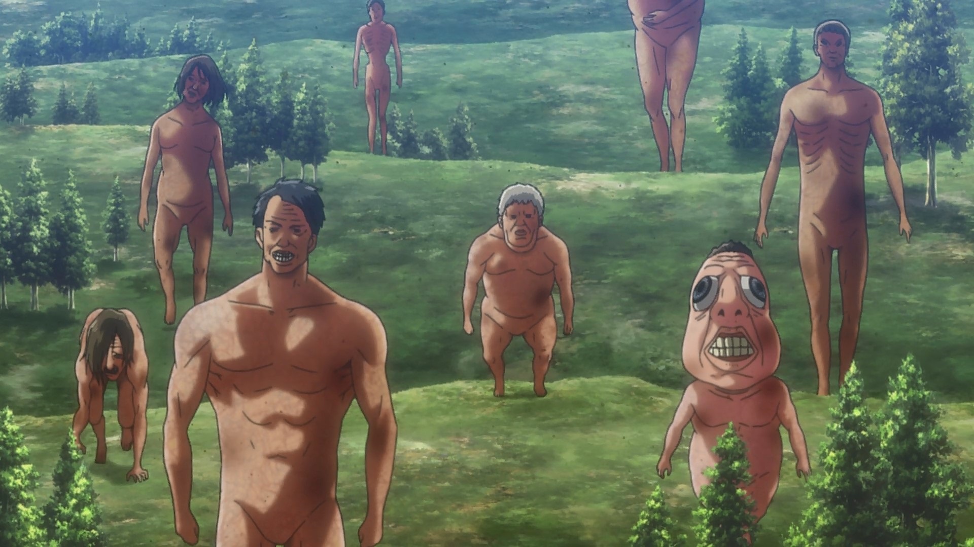 A Primeira aparição do Titan Bestial em Shingeki no Kyojin (Attack on