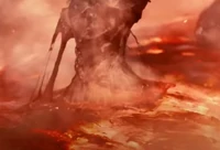 Eren's boots melt due to the intense heat emanating off the Colossal Titan's body