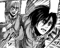 Armin holds back Mikasa