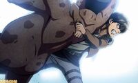 Eren tackles a man