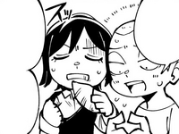 Sasha pulls out the baked potato she was hiding