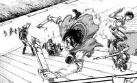 Hange and Mikasa defend Kiyomi and the engineers