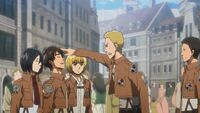 Hannes meets Eren, Armin, and Mikasa again