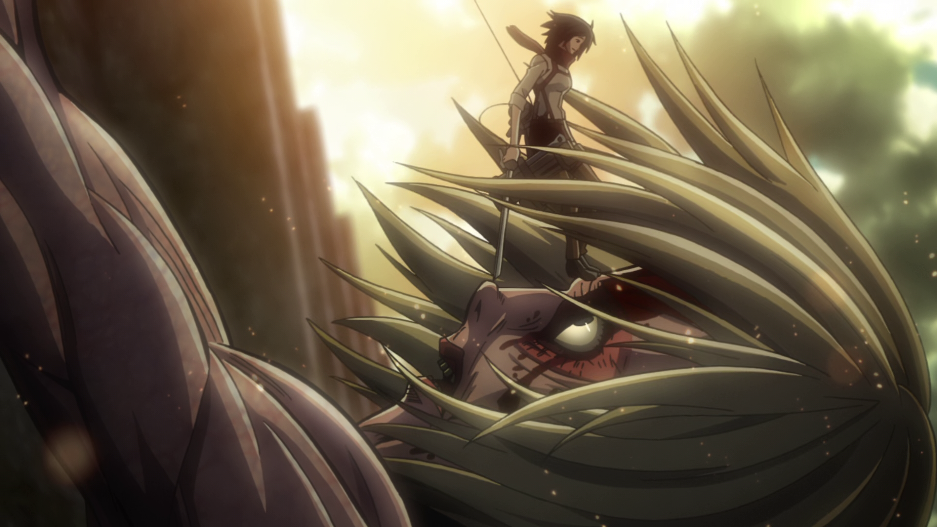 Mikasa intercepts Annie