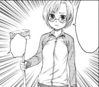 Rico with a broom